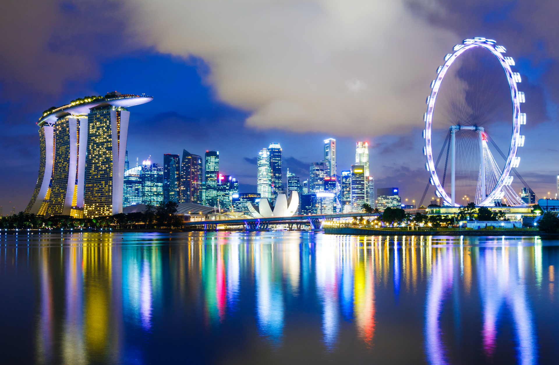 Singapore skyline at night